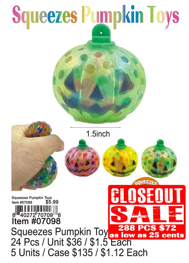 Squeezes Pumpkin Toys - Closeout 288 Pcs.